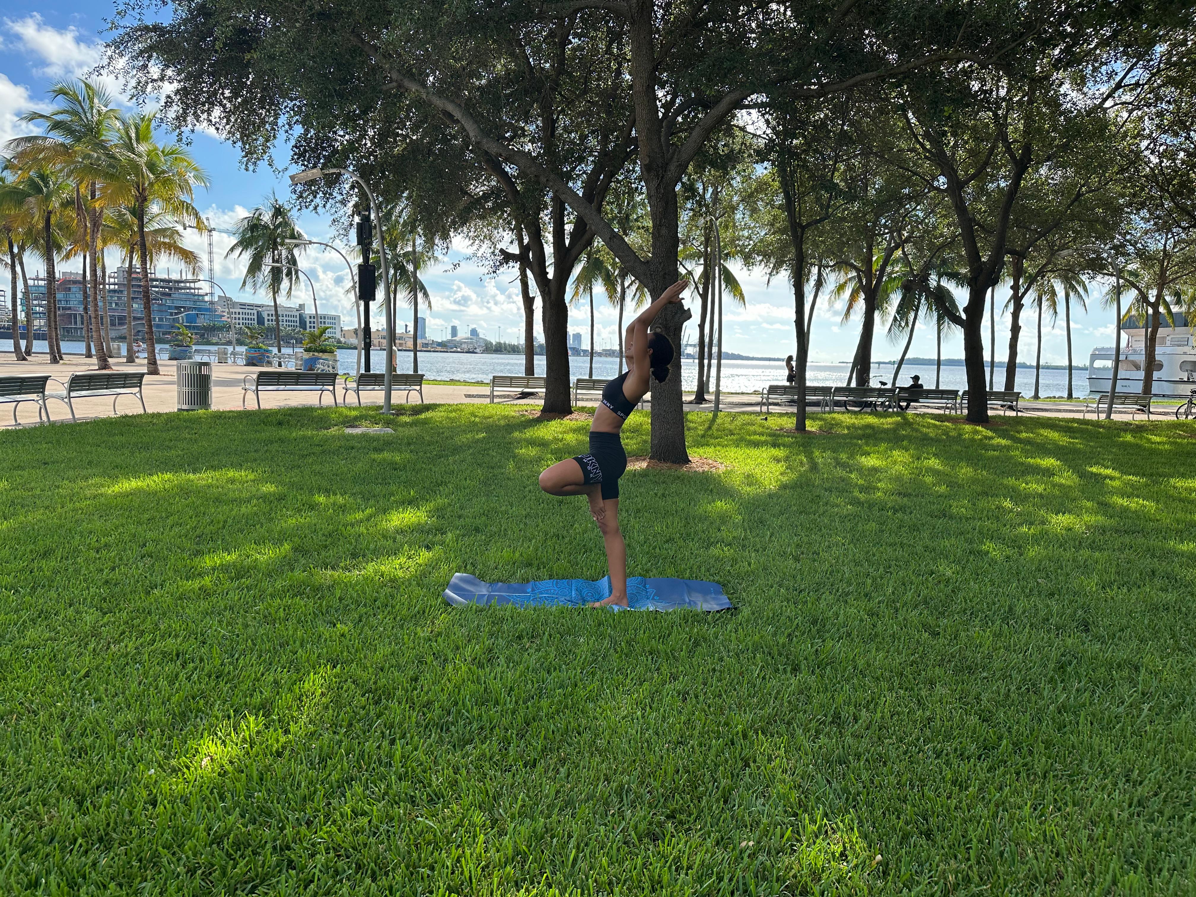 Yoga pose in park